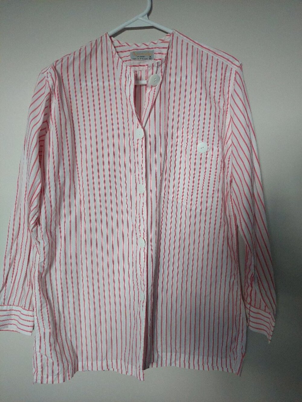Vintage-style Aquascutum Women's Size 36" long-sleeve blouse  stripe band collar
